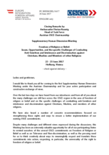 Closing Session, Remarks by Amb. Florian Raunig, Head of Task Force Austrian OSCE Chairmanship