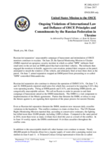 Statement by the Delegation of the United States of America on the Russia’s ongoing aggression against Ukraine and illegal occupation of Crimea
