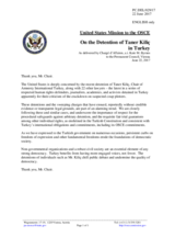 Statement by the Delegation of the United States of America on the rule of law and human rights defenders in Turkey