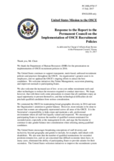 Statement by the Delegation of the United States of America in response to the 2016 Annual Report on the Implementation of OSCE Recruitment Policies