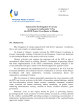 Statement by the Delegation of Ukraine in response to the report by the OSCE Project Co-ordinator in Ukraine, Ambassador Vaidotas Verba