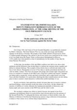 Statement by the Delegation of the Russian Federation on the 76th anniversary of the outbreak of the Great Patriotic War, observed on 22 June 2017
