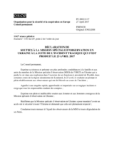 Le Conseil permanent a adopté la Déclaration de soutien à la Mission spéciale d’observation en Ukraine à la suite de l’incident tragique qui s’est produit le 23 avril 2017