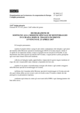 Il Consiglio permanente ha adottato la Dichiarazione di sostegno alla Missione speciale di monitoraggio in Ucraina dopo il tragico incidente avvenuto il 23 aprile 2017 