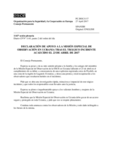 El Consejo Permanente adoptó la Declaración de apoyo a la Misión Especial de Observación en Ucrania tras el trágico incidente acaecido el 23 de abril de 2017