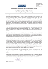 Report by OSCE Special Representative and Co-ordinator for Combating Trafficking in Human Beings, Madina Jarbussynova, following her official visit to Turkey, 9-13 May 2016