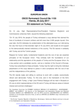 Statement by the Estonian EU Presidency on the commemoration of the attempted terrorist coup in Turkey in July 2016