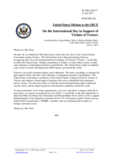 Statement by the Delegation of the United States of America on the International Day in Support of Victims of Torture, marked on 26 June