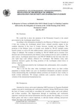 Statement by the Delegation of Armenia in response to the statement by the Delegation of France on behalf of the OSCE Minsk Group Co-Chairing Countries