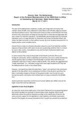 Report of the Personal Representative of the OSCE Chairperson-in-Office on Combating Anti-Semitism, Rabbi Andrew Baker, on the country visit to the Netherlands, 13-17 March 2011