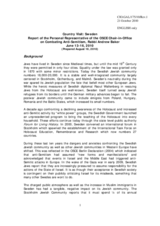 Report of the Personal Representative of the OSCE Chairperson-in-Office on Combating Anti-Semitism, Rabbi Andrew Baker, on the country visit to Sweden, 13-16 June 2010