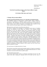 Report on the visit of the Personal Representatives of the Chairperson-in-Office on tolerance and non-discrimination issues to Canada, 15-16 October 2009