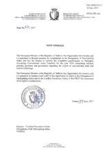 Response by the Delegation of Malta to the Questionnaire on Participating States’ Policy and/or National Practices and Procedures for the Export of Conventional Arms and Related Technology Response by the Delegation of Malta to the Questionnaire on Participating States’ Policy and/or National Practices and Procedures for the Export of Conventional Arms and Related Technology