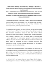 Speech by Petya Nestorova, Executive Secretary, Secretariat of the Council of Europe Convention against Trafficking in Human Beings (GRETA and Committee of the Parties)