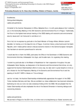 Welcoming Remarks by H.E. Schelling, Minister of Finance 