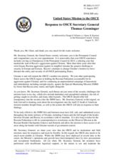 Statement by the Delegation of the United States of America in response to the inaugural remarks by the Secretary General, Mr. Thomas Greminger
