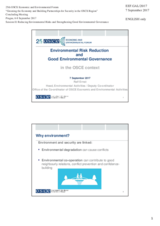 Presentation by Mr. Ernst, Deputy Co-ordinator/Head of Environmental Activities, Office of the Co-ordinator of OSCE Economic and Environmental Activities