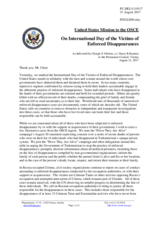 Statement by the Delegation of the United States of America on the International Day of the Victims of Enforced Disappearances, observed on 30 August