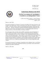 Statement by the Delegation of the United States of America on the freedom of expression in Azerbaijan