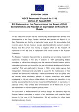 Statement by the Estonian EU Presidency on the arrest of Mr. K. Serebrennikov, Art Director of the Gogol Center in Moscow