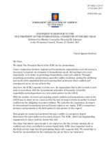 Statement by the Delegation of Norway in response to the address by the Vice-President of the International Committee of the Red Cross, Ms. Christine Beerli