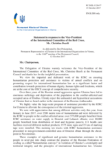 Statement by the Delegation of Ukraine in response to the address by the Vice-President of the International Committee of the Red Cross, Ms. Christine Beerli