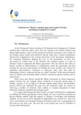 Statement by the Delegation of Ukraine on the Russia’s ongoing aggression against Ukraine and illegal occupation of Crimea