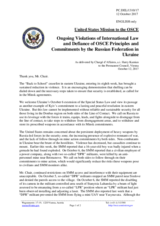 Statement by the Delegation of the United States of America on the Russia’s ongoing aggression against Ukraine and illegal occupation of Crimea