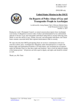 Statement by the Delegation of the United States of America on the situation of LGBTI persons in Azerbaijan