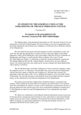 Statement by the Estonian EU Presidency in response to the presentation by the OSCE Secretary General of the 2018 Unified Budget Proposal