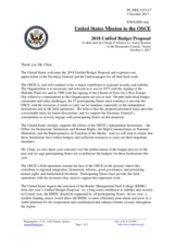 Statement by the Delegation of the United States of America in response to the presentation by the OSCE Secretary General of the 2018 Unified Budget Proposal
