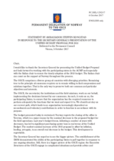 Statement by the Delegation of Norway in response to the presentation by the OSCE Secretary General of the 2018 Unified Budget Proposal