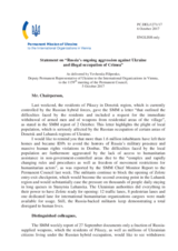 Statement by the Delegation of Ukraine on the Russia’s ongoing aggression against Ukraine and illegal occupation of Crimea
