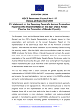 Statement by the Estonian EU Presidency in response to the presentation by the Secretary General, Ambassador Thomas Greminger, and to the report by the Special Representative of the Chairperson-in-Office on Gender Issues, Ambassador Melanne Verveer