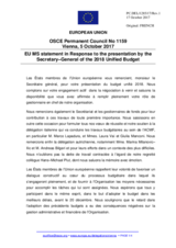Statement by the Estonian EU Presidency in response to the presentation by the OSCE Secretary General of the 2018 Unified Budget Proposal