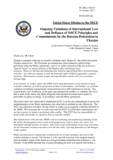 Statement by the Delegation of the United States of America on the Russia’s ongoing aggression against Ukraine and illegal occupation of Crimea