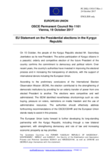 Statement by the Estonian EU Presidency on the presidential elections in Kyrgyzstan, held on 15 October 2017