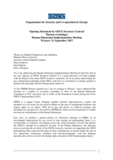 Opening Statement by OSCE Secretary General at the Human Dimension Implementation Meeting 
