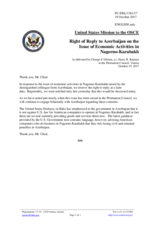 Statement by the Delegation of the United States of America in response to the statement by the Delegation of Azerbaijan on the non-compliance of several states with international law and OSCE commitments in the occupied territories of Azerbaijan