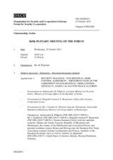 Journal of the 865th Plenary Meeting of the Forum for Security Co-operation
