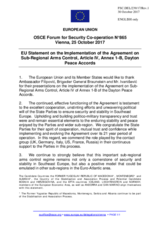 Statement by the Estonian EU Presidency in response to the presentations by Ambassador B. Filipović, by Brigadier General P. Braunstein, and by Mr. I. Ivanišević