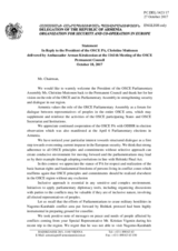 Statement by the Delegation of Armenia in response to the address by the President of the OSCE Parliamentary Assembly, H.E. Christine Muttonen