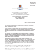 Statement by the Delegation of Norway, also on behalf of Andorra, Canada, Iceland, Liechtenstein, Mongolia, San Marino and Switzerland, on the United Nations International Day to End Impunity for Crimes against Journalists, being observed on 2 November