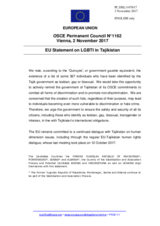 Statement by the Estonian EU Presidency on the situation of LGBTI persons in Tajikistan