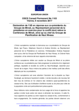 Déclaration de l’UE en réponse aux co-présidents du Groupe de Minsk, au Représentant personnel de la présidence en exercice pour le conflit dont relève la Conférence de Minsk, ainsi qu’au chef du Groupe de Planification de Haut Niveau