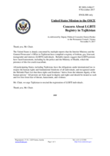 Statement by the Delegation of the United States of America on the situation of LGBTI persons in Tajikistan