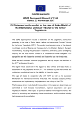 Statement by the Estonian EU Presidency on the verdict of the International Criminal Tribunal for the former Yugoslavia in the case of Mr. Ratko Mladić