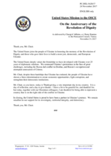 Statement by the Delegation of the United States of America on the National Dignity and Freedom Day, observed in Ukraine on 21 November 2017