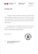 Response by the Delegation of Canada to the Questionnaire on the Code of Conduct on Politico-Military Aspects of Security Response by the Delegation of Canada to the Questionnaire on the Code of Conduct on Politico-Military Aspects of Security