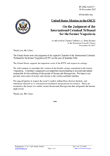 Statement by the Delegation of the United States of America on the verdict of the International Criminal Tribunal for the former Yugoslavia in the case of Mr. J. Prlić, Mr. B. Stojić, Mr. S. Praljak, Mr. M. Petković, Mr. V. Ćorić and Mr. B. Pušić